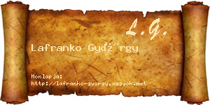 Lafranko György névjegykártya